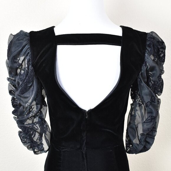 Vintage 80s 90s Black Velvet Dress - Picture 3 of 10